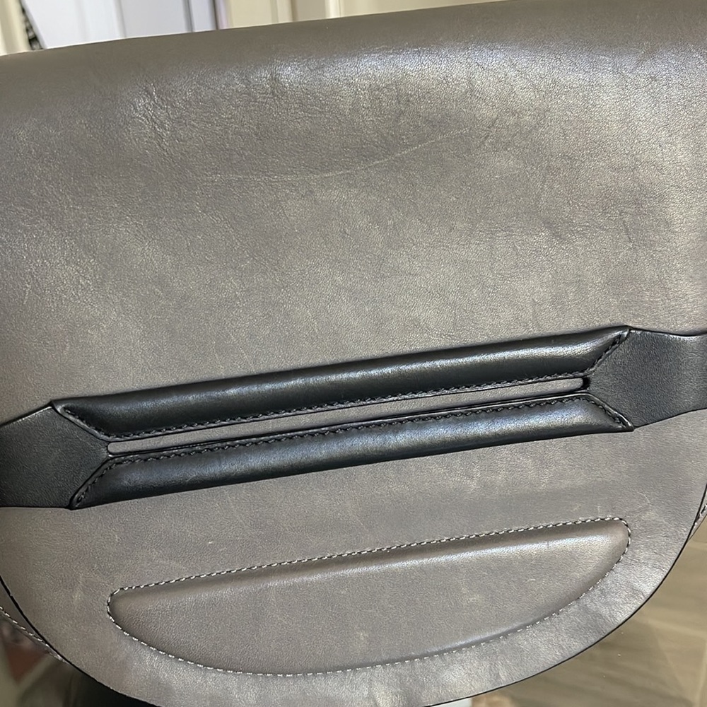 rag & bone Smoke Gray Leather Flap Saddle Bag 3-Way Strap Shoulder 9”H 11”W 2”D - Picture 14 of 15